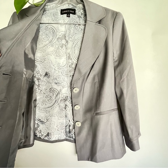 NWT ISABEL & NINA Grey Business Suit Pant Suit Work Suit 3/4 Sleeves Size 14 - Picture 8 of 9